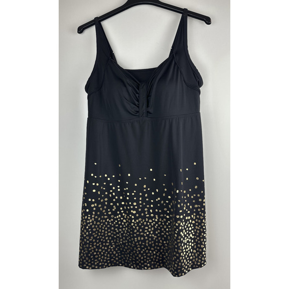 Swimsuits For All Retro Swim Dress Black Gold Foil Tummy Control UPF Plus Sz 22 - Picture 12 of 12
